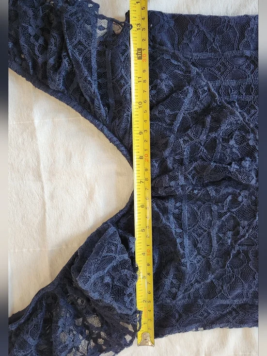 Suzy Shier Navy Lace Midi Dress with Ruffle Detail - Picture 7 of 12